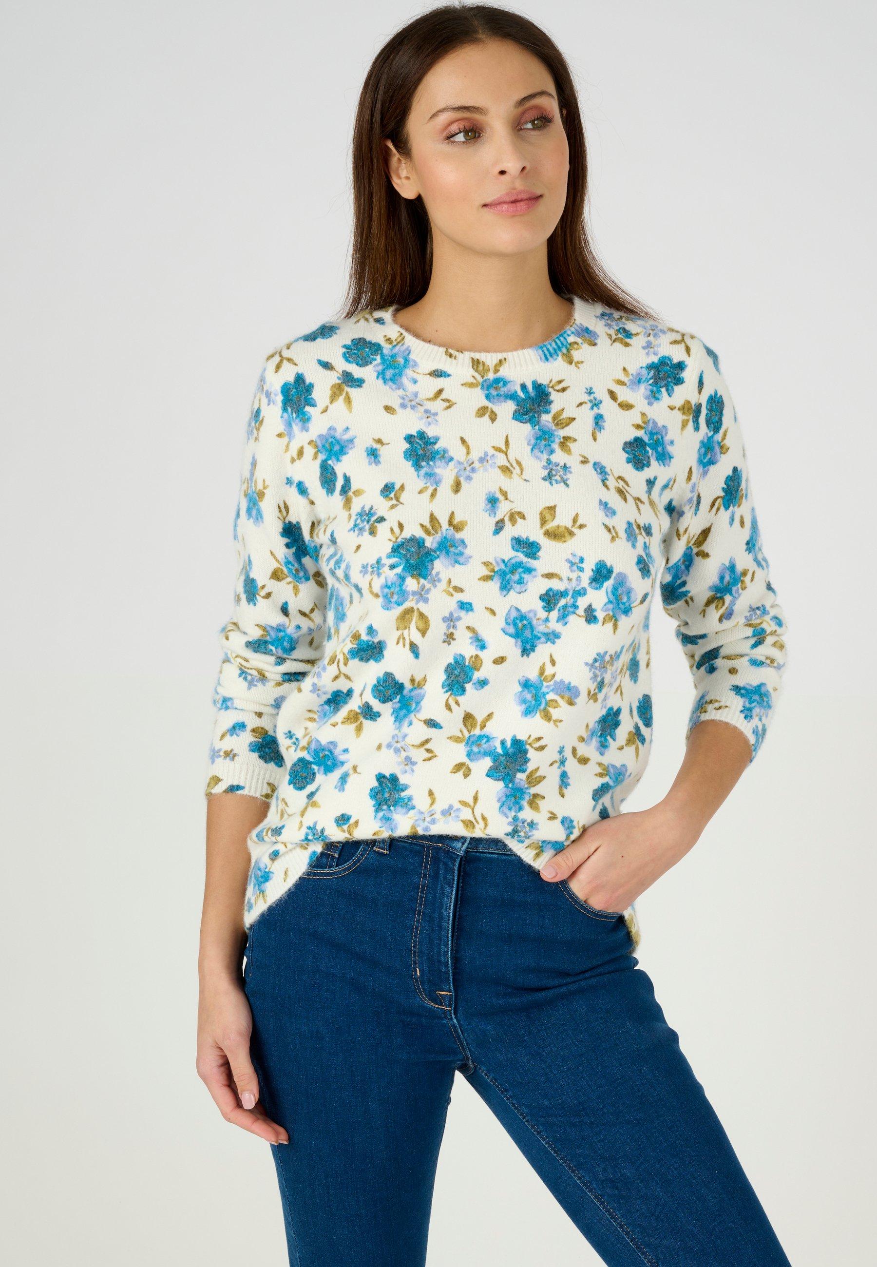 Image of Pullover Mit Blumenprint Damen Blau 42/44