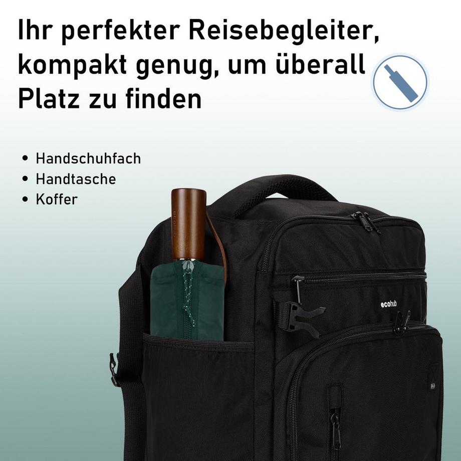 Alopini  Grand parapluie automatique anti-tempête, parapluie de poche avec double canopée ventilée et poignée en bois 