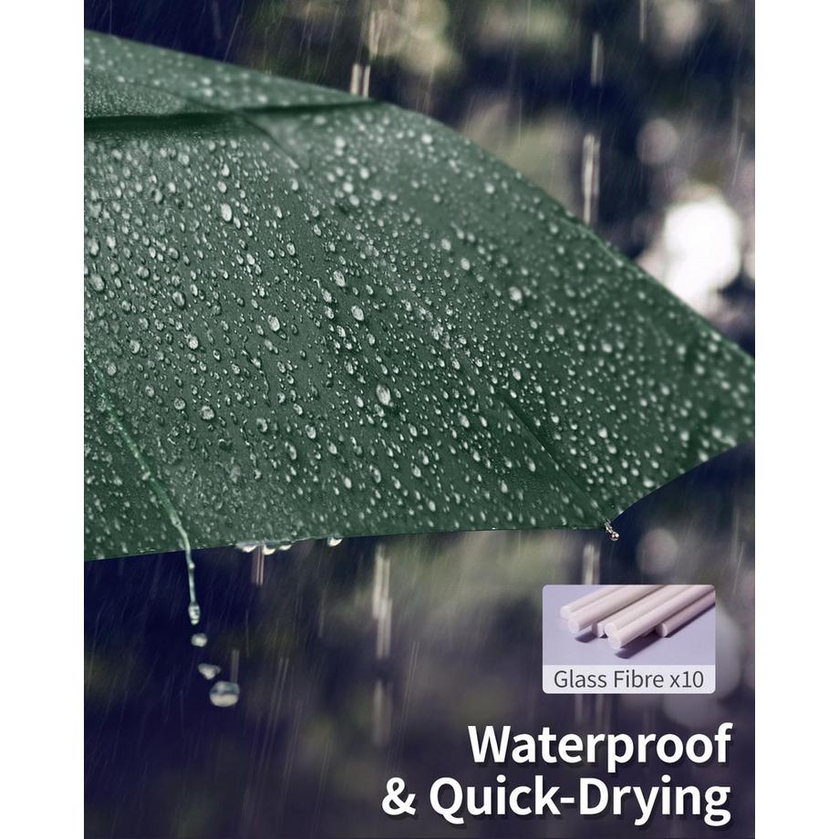 Alopini  Grand parapluie automatique anti-tempête, parapluie de poche avec double canopée ventilée et poignée en bois 