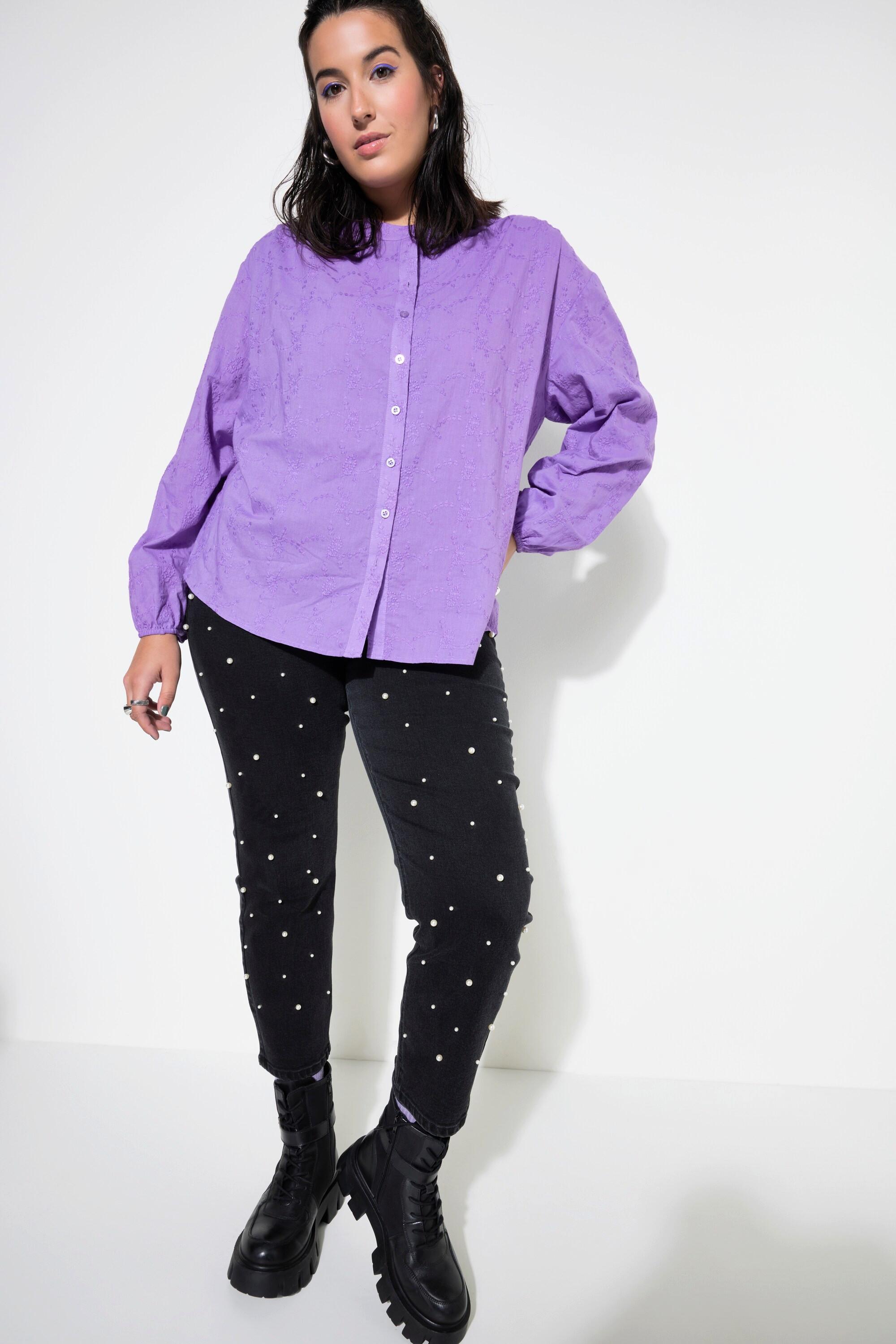 Studio Untold  Blusa dal taglio oversize in tessuto operato con maniche lunghe a palloncino 