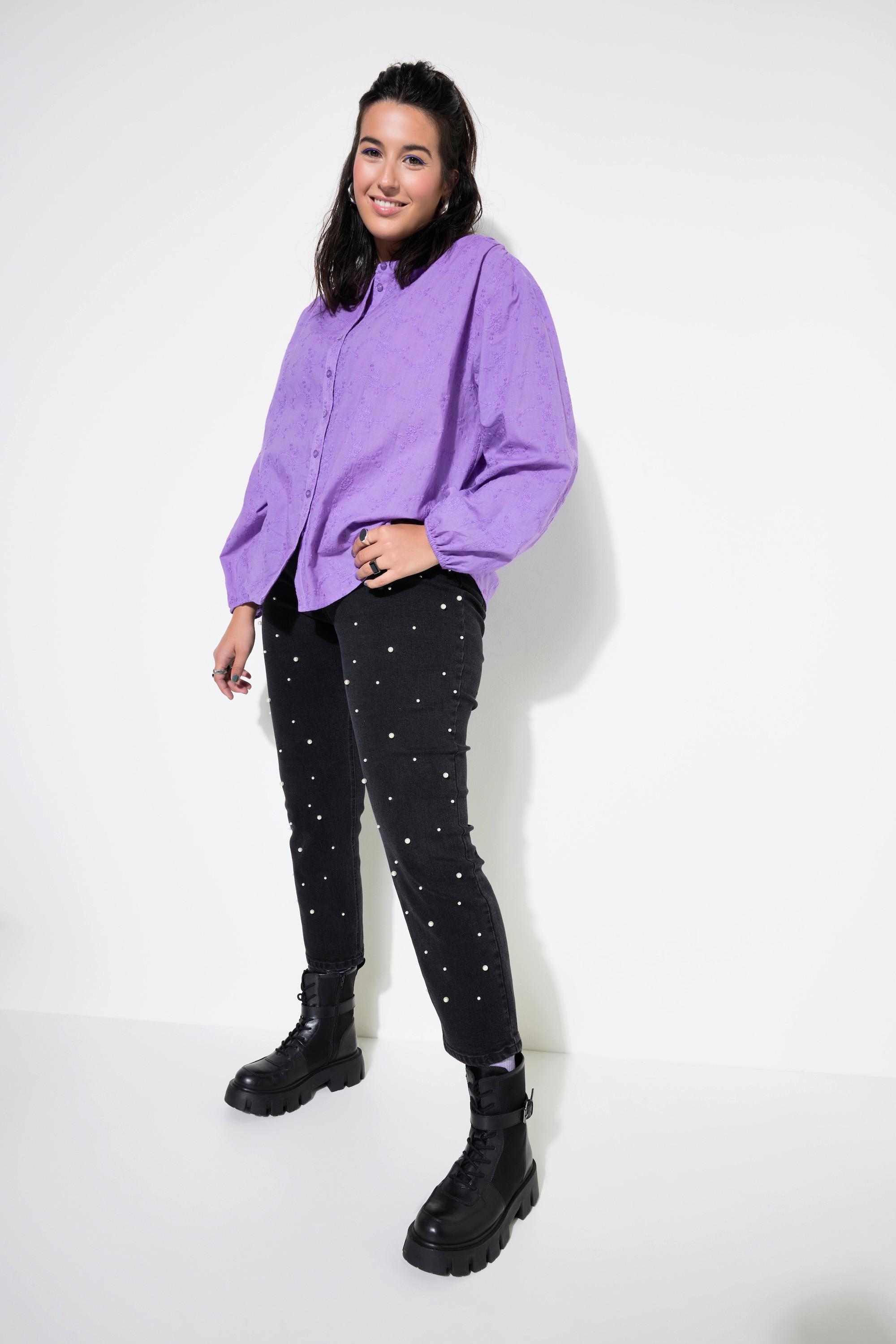 Studio Untold  Blusa dal taglio oversize in tessuto operato con maniche lunghe a palloncino 