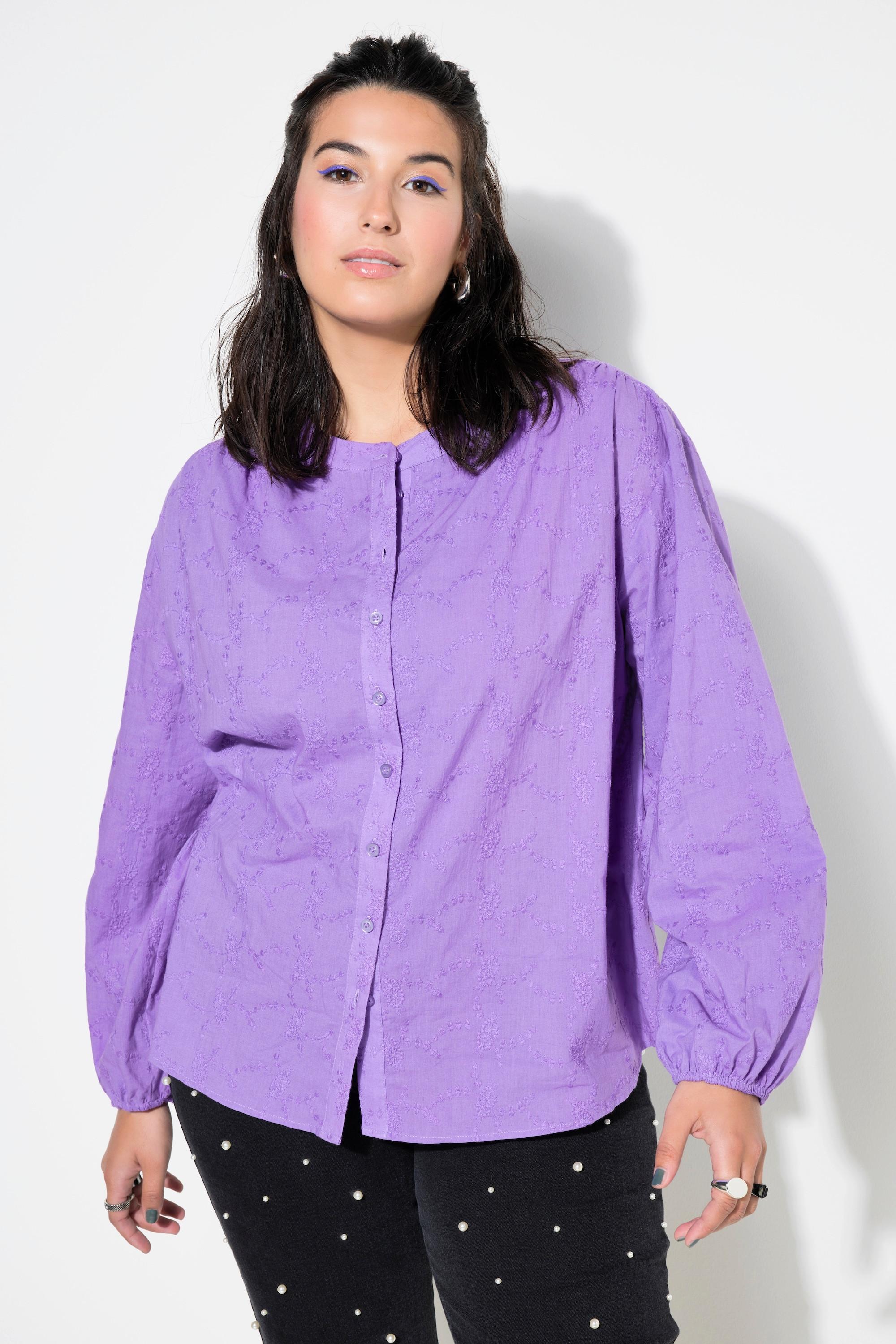 Studio Untold  Blusa dal taglio oversize in tessuto operato con maniche lunghe a palloncino 