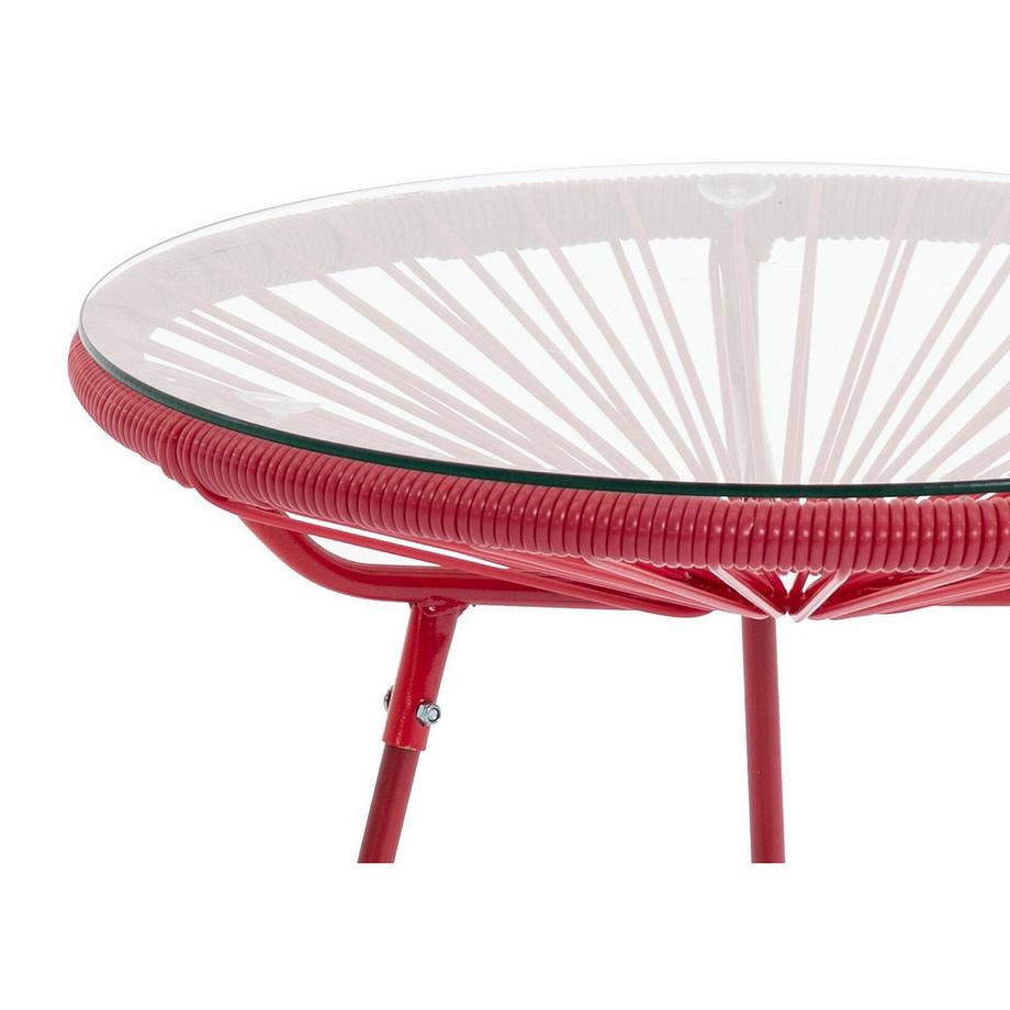 Vente-unique Table de jardin en fils de résine tressés - Terracotta - ALIOS III de MYLIA  