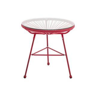 Vente-unique Table de jardin en fils de résine tressés - Terracotta - ALIOS III de MYLIA  