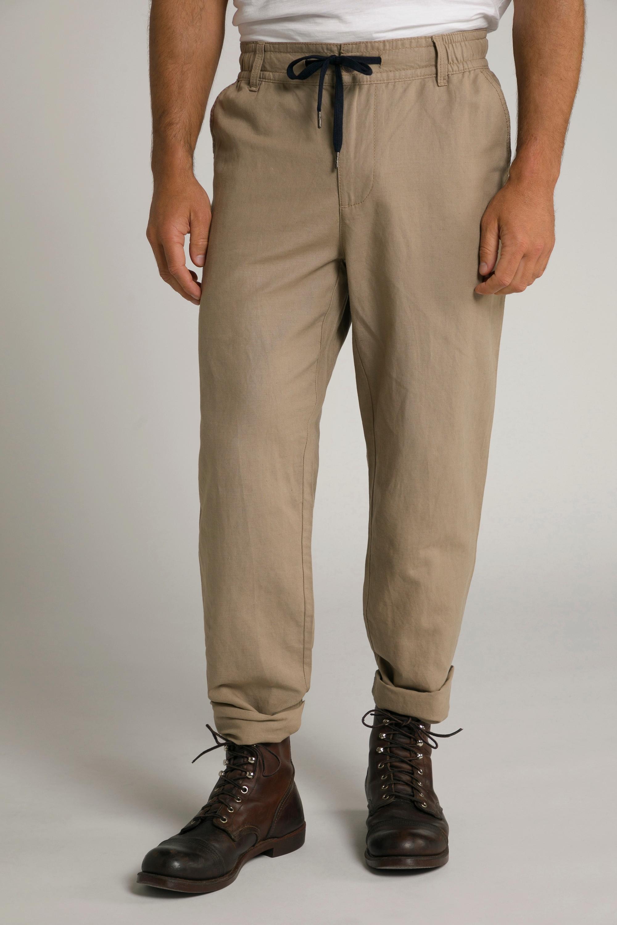 JP1880  Pantalon en lin mélangé. Taille élastique. Coupe Basic Fit 