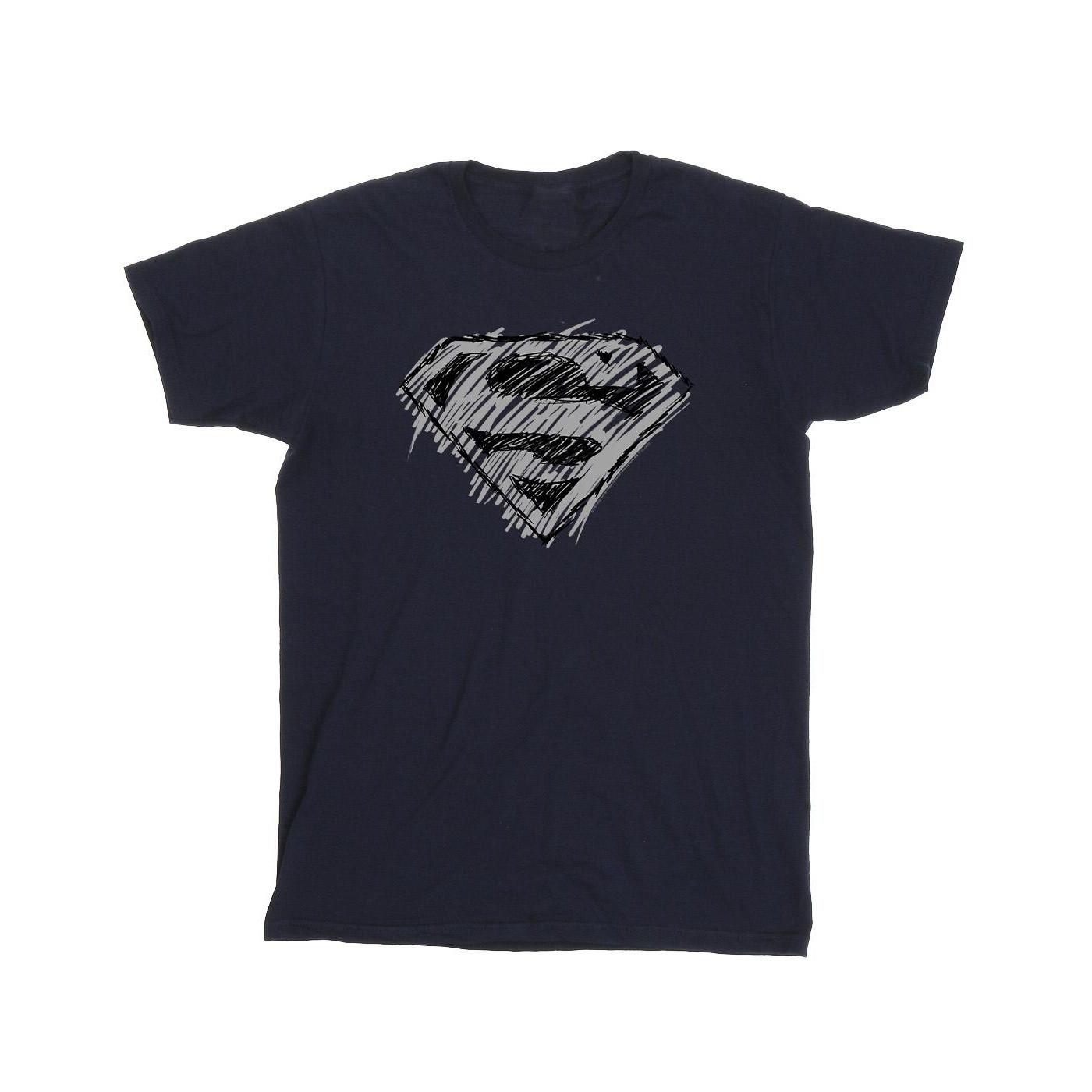 Image of Superman Logo Sketch Tshirt Mädchen Marine 152-158