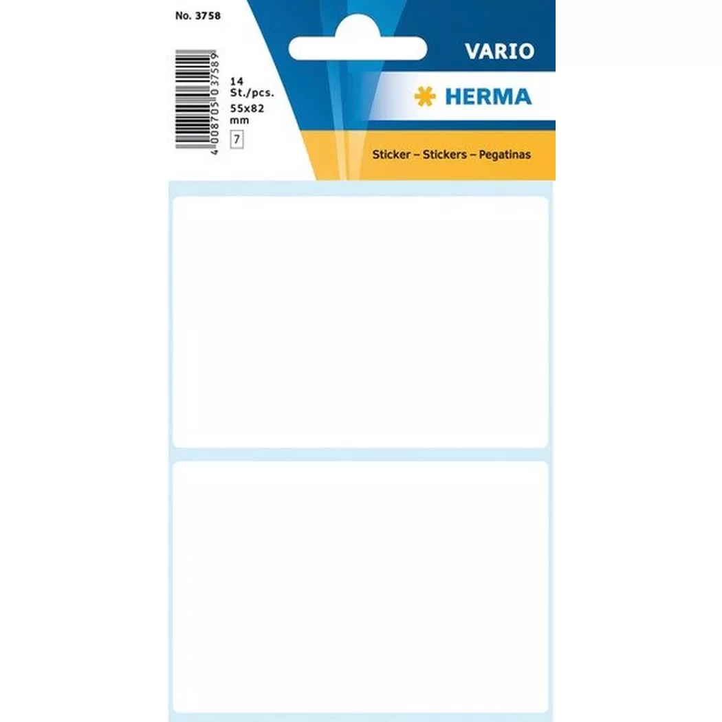 HERMA – Etiketten 55×82mm 3758 weiss 14 Stück, One Size