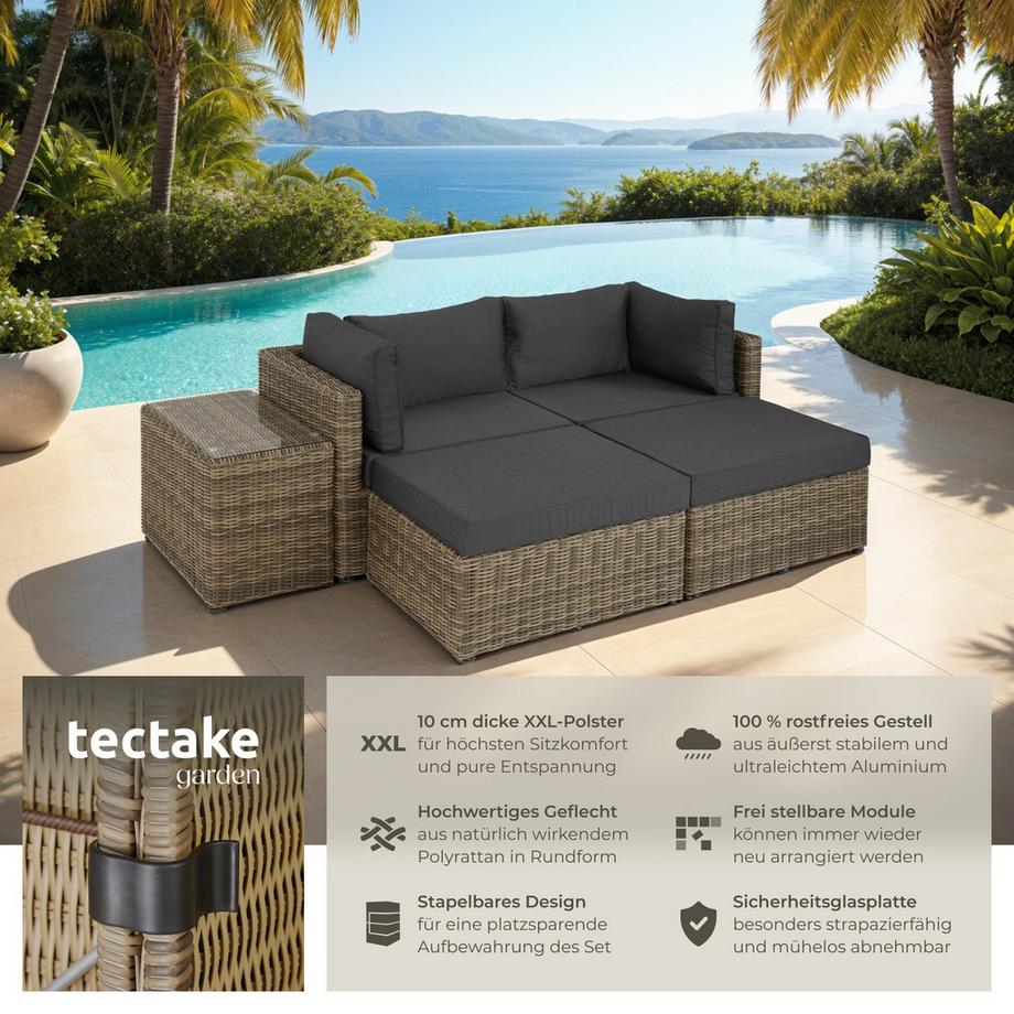 Tectake Rattan Lounge San Domino mit Aluminiumgestell für 2 bis 4 Personen  