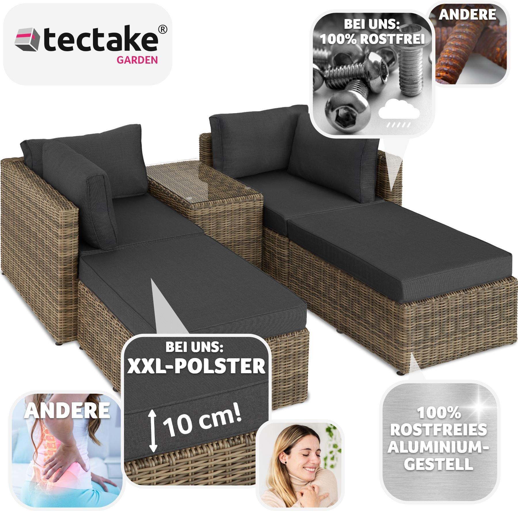 Tectake Set in rattan con telaio in alluminio San Domino  