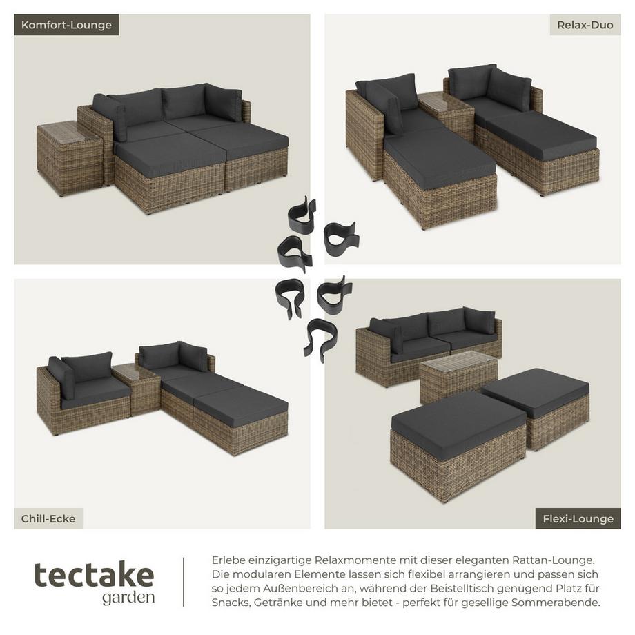 Tectake Rattan Lounge San Domino mit Aluminiumgestell für 2 bis 4 Personen  