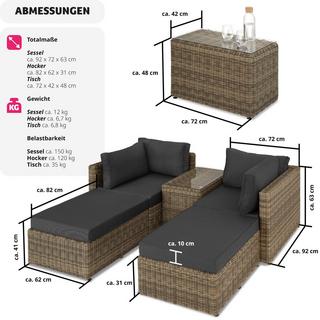 Tectake Set in rattan con telaio in alluminio San Domino  