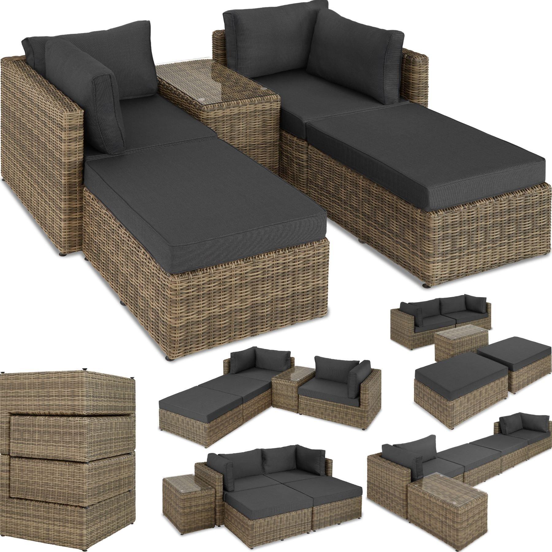 Tectake Set in rattan con telaio in alluminio San Domino  