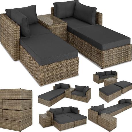 Tectake Rattan Lounge mit Aluminiumgestell San Domino  