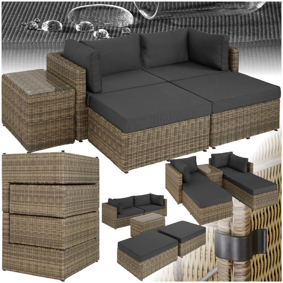 Tectake Rattan Lounge San Domino mit Aluminiumgestell für 2 bis 4 Personen  