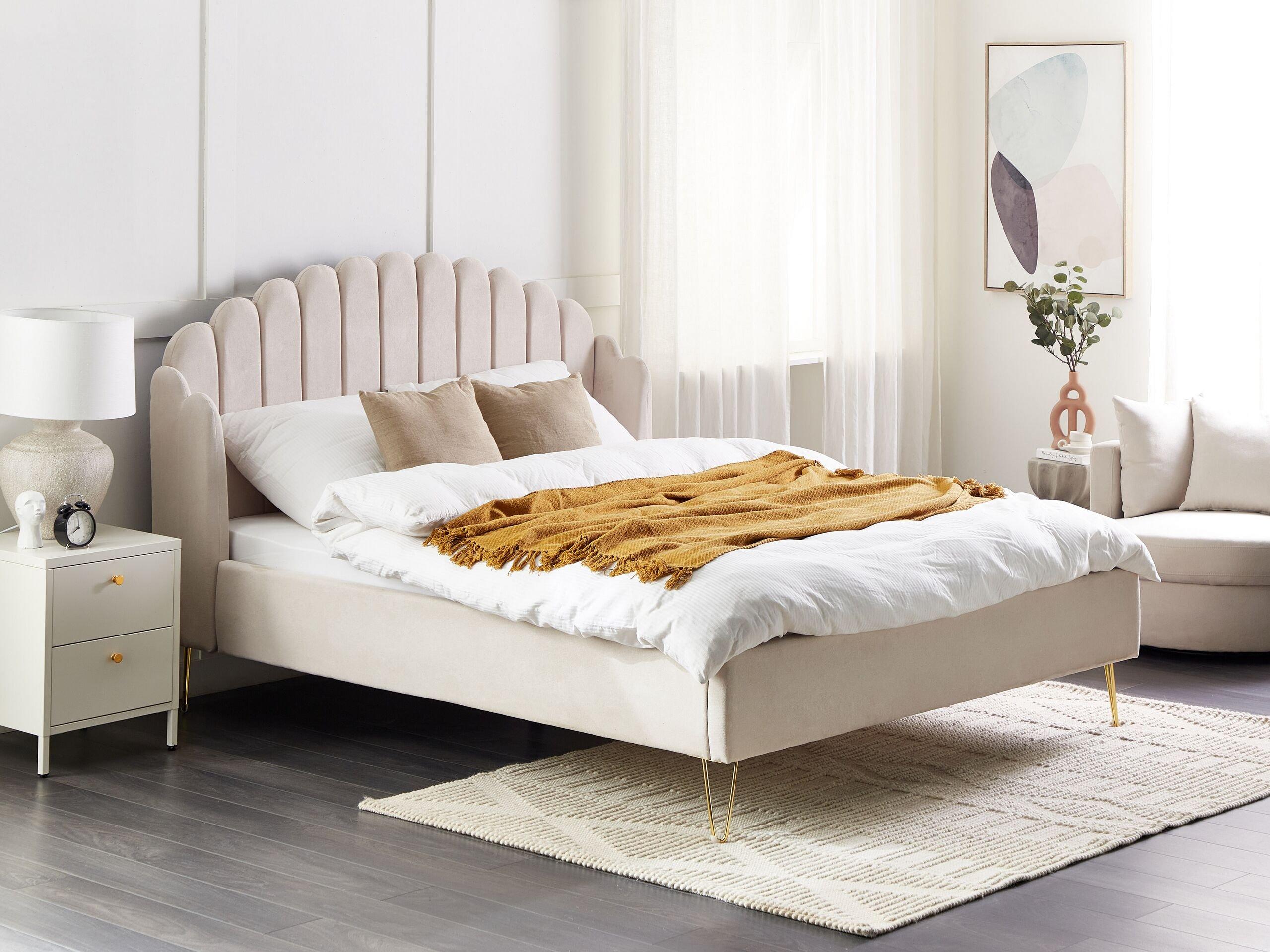 Beliani Bett mit Lattenrost aus Polyester Retro AMBILLOU  