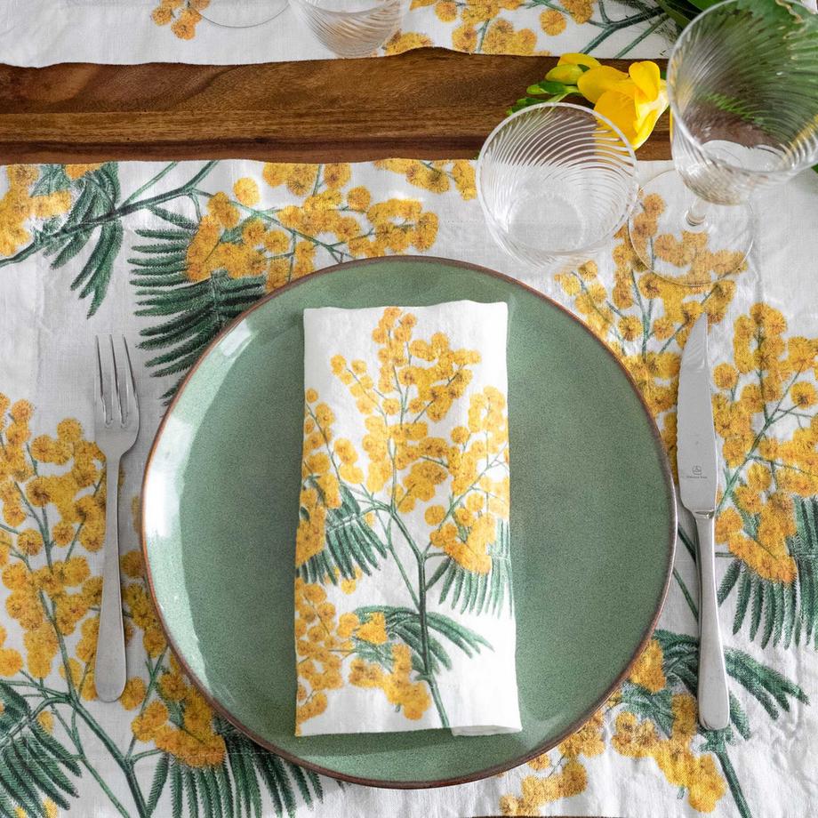 Linoroom 6er Set Gelbe Blumen Servietten  