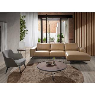 ANGEL CERDA Table d'angle ronde en noyer et acier noir  