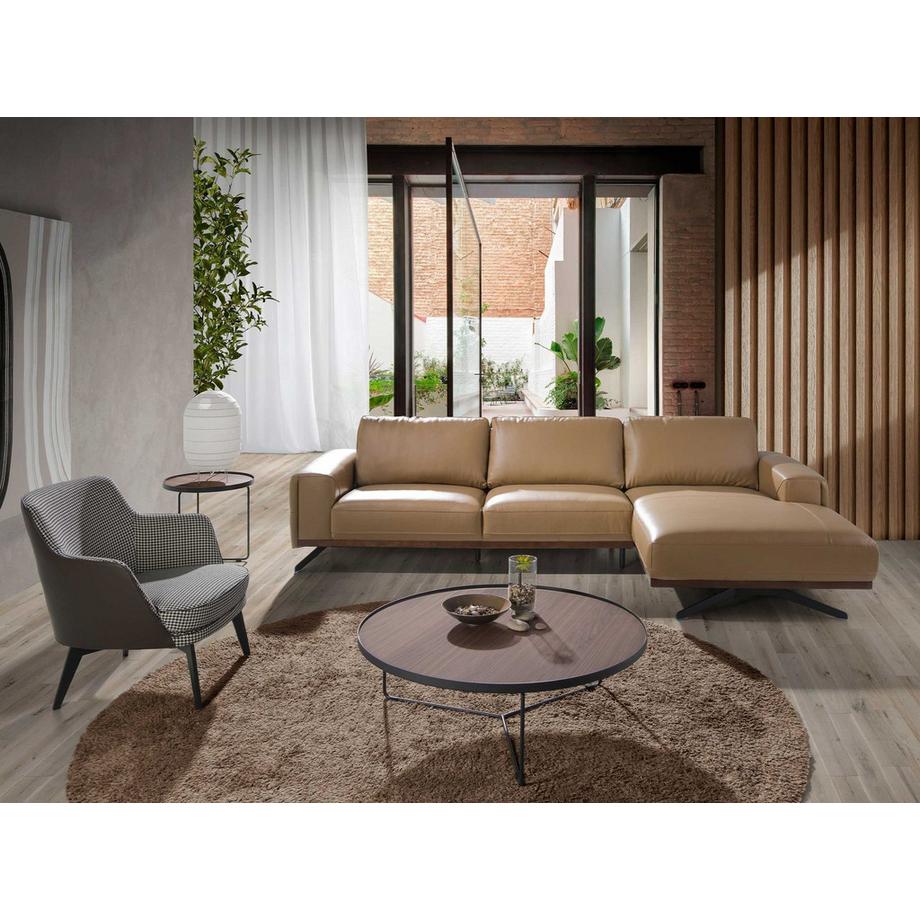 ANGEL CERDA Tavolo angolare rotondo in noce e acciaio nero  