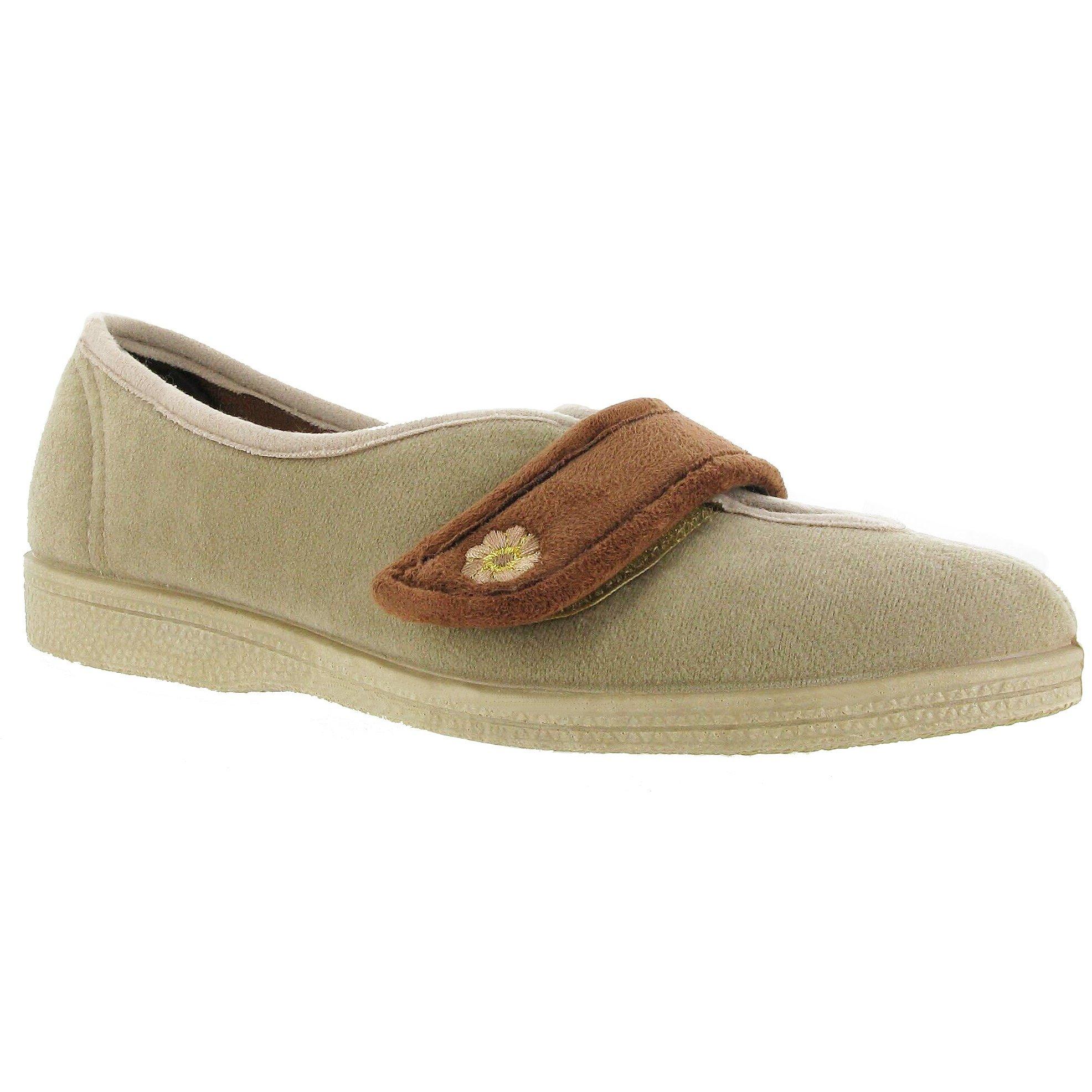 Image of Andrea Hausschuhe Mit Klettverschluss Damen Beige 37