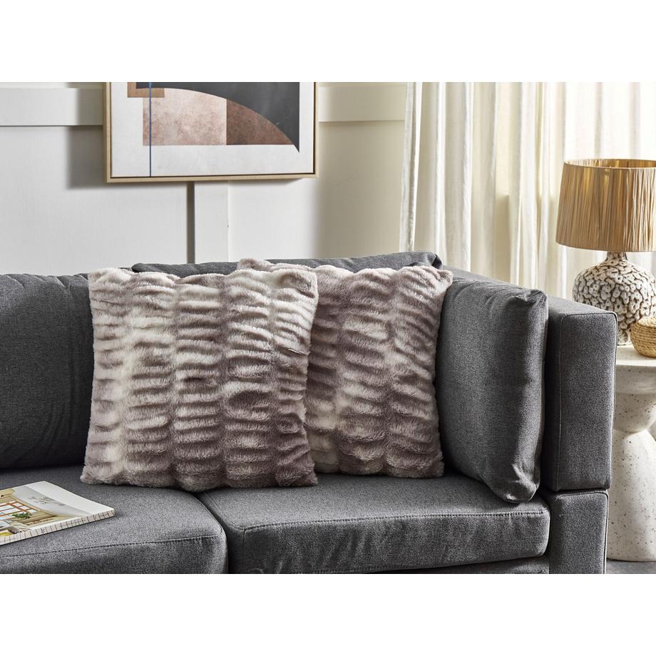 Beliani Set di 2 cuscini en Finta pelliccia Classico MACODES  