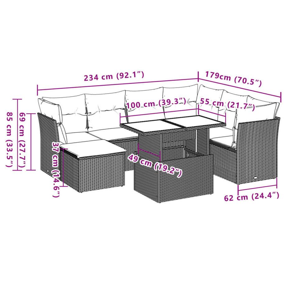VidaXL set divano da giardino Polirattan  