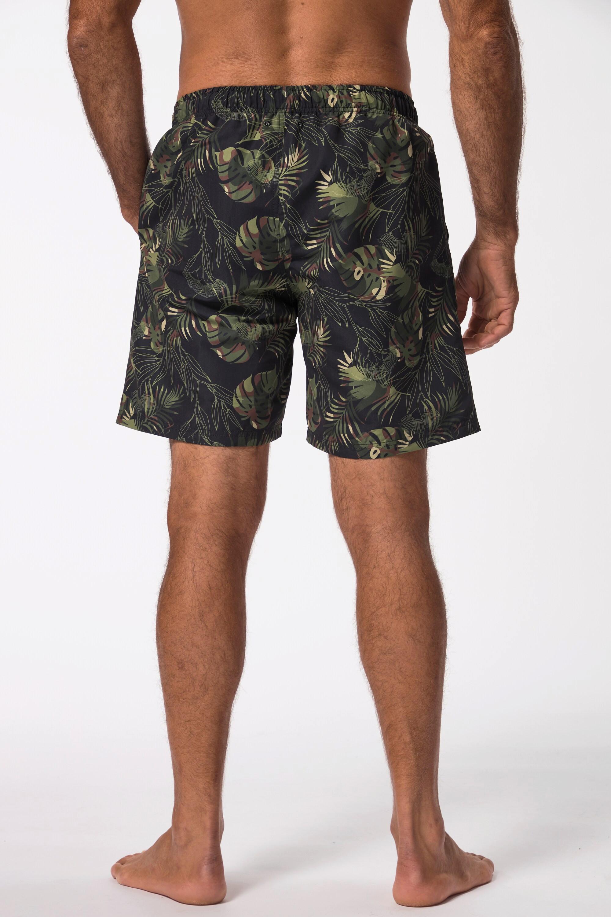 JP1880  Shorts da mare con cintura elastica e stampa floreale camouflage 