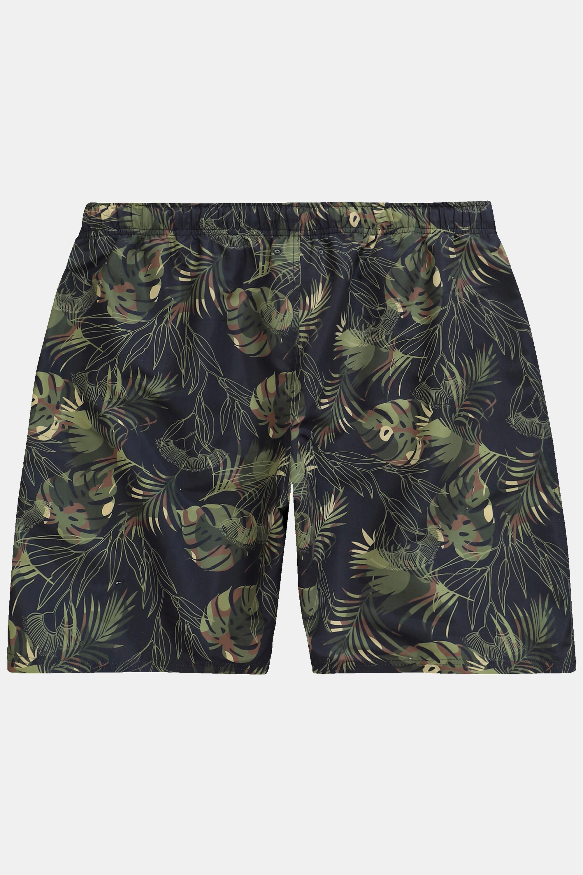 JP1880  Shorts da mare con cintura elastica e stampa floreale camouflage 