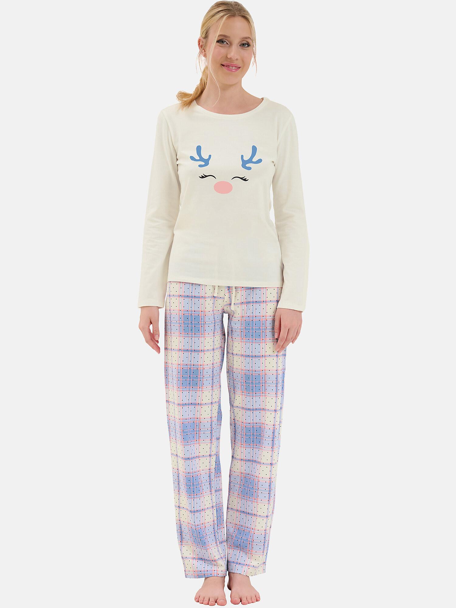 Image of Pyjama Hose Top Langarm Holiday Unisex Elfenbein L