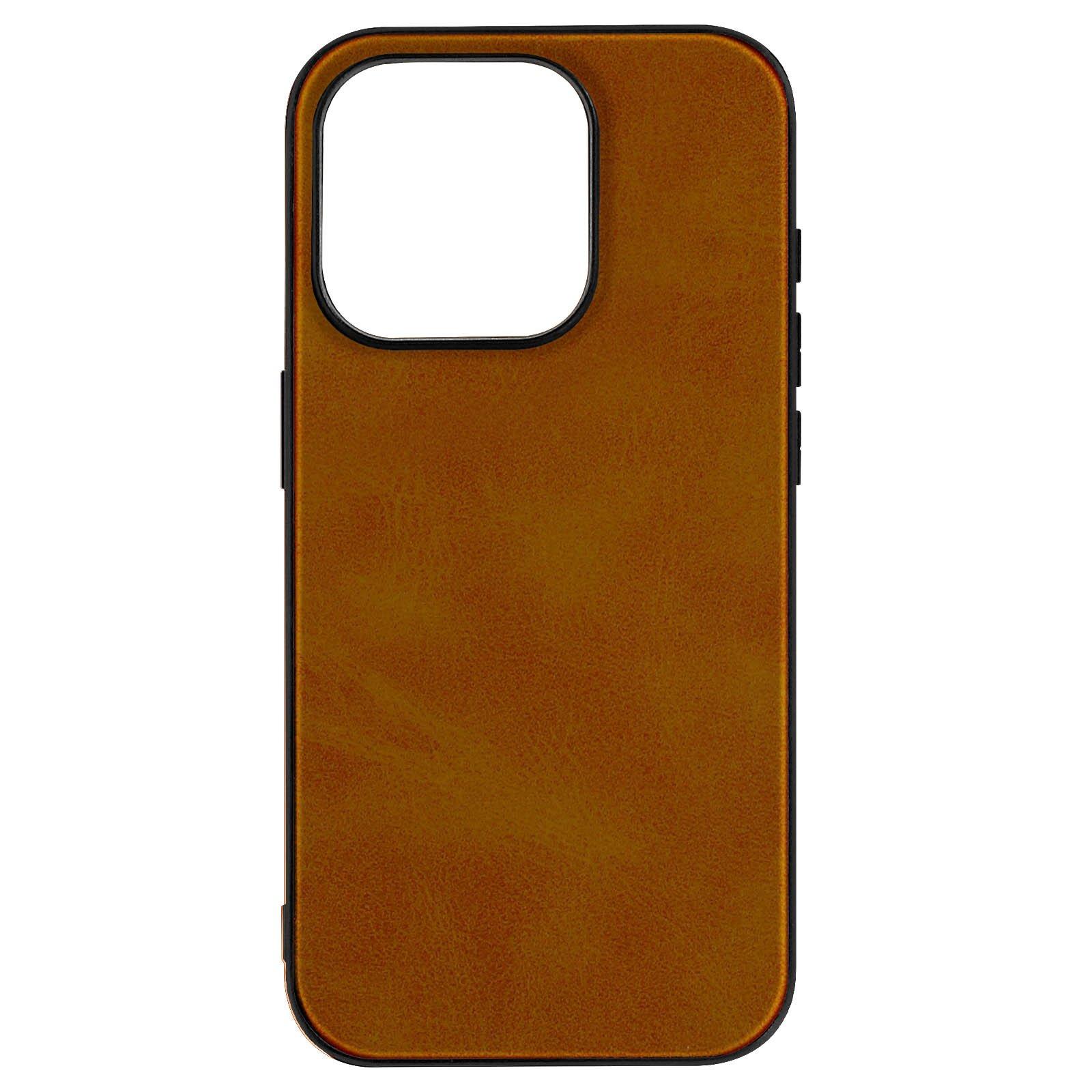 Avizar  Coque iPhone 15 Pro, Effet cuir Camel 