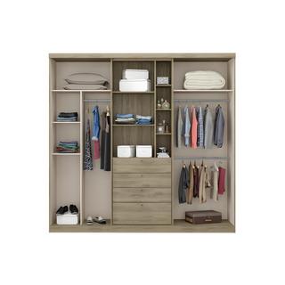 Vente-unique Armoire BODIL II portes coulissantes Miroir tiroirs L2 Chêne ivoire  