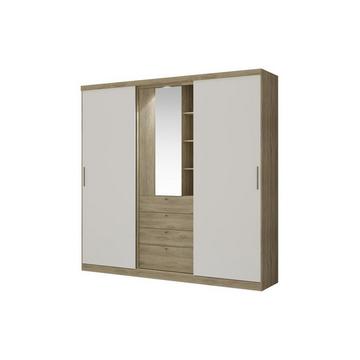 Armoire BODIL II portes coulissantes Miroir tiroirs L2 Chêne ivoire