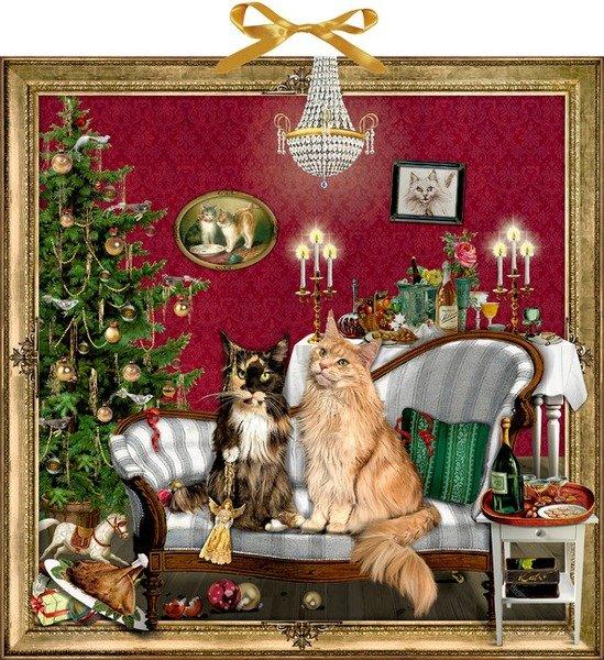 Image of Coppenrath COPPENRATH Adventskalender 48x48cm 71870 Weihnachtsverschwörung/Cats - ONE SIZE