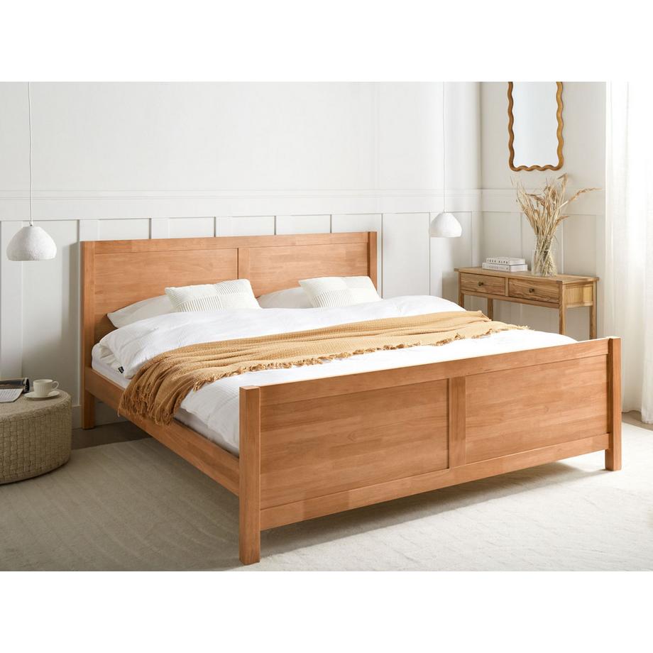 Beliani Lit avec sommier en Bois d'hévéa Rustique CHAMPAGNAT  