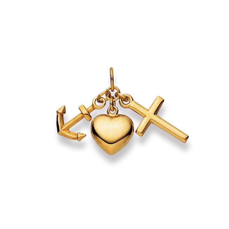 MUAU Schmuck  Pendentif Foi-Amour-Espérance or jaune 750, 18x28mm 