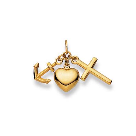 MUAU Schmuck  Pendentif Foi-Amour-Espérance or jaune 750, 18x28mm 