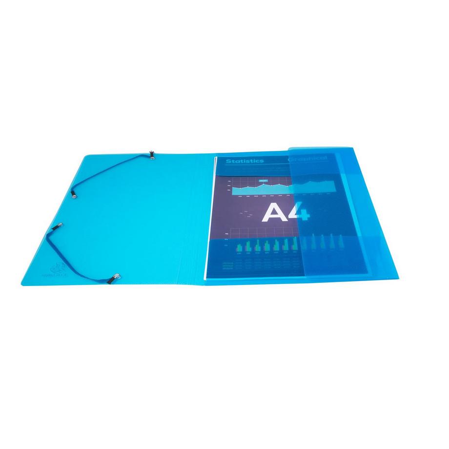 Exacompta Cartella 3 lembi con elastici polipropilene 500 micron Crystal Colours - A4 - x 25  