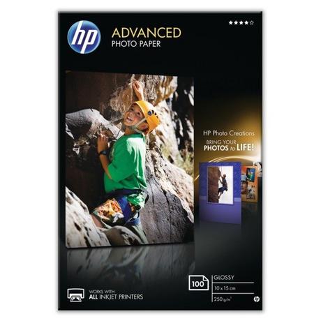 Hewlett-Packard  HP Advanced Glossy Photo 10x15cm Q8692A InkJet 250g, randlos 100 Blatt 
