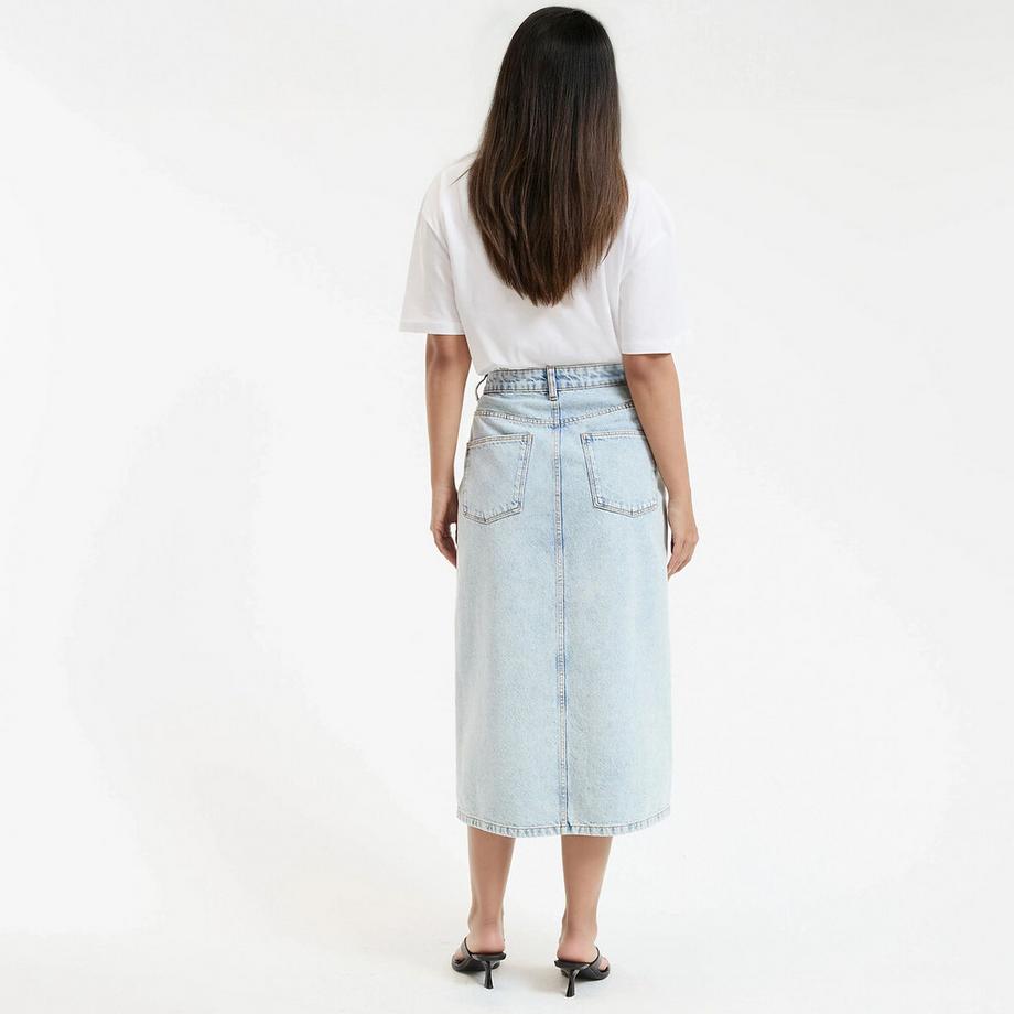 La Redoute Collections Jupe Midi Droite en Denim  