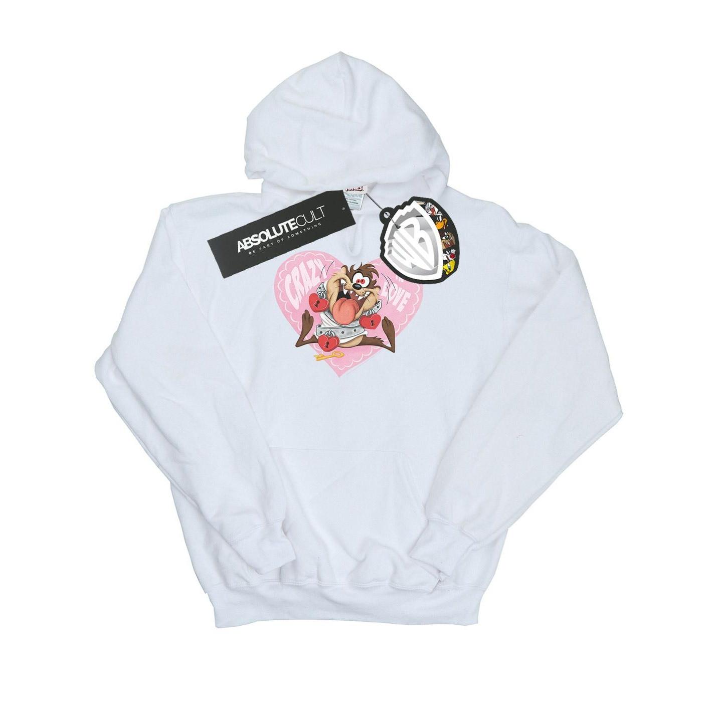 Image of Taz Valentine's Day Crazy In Love Kapuzenpullover Unisex Weiss 140/146