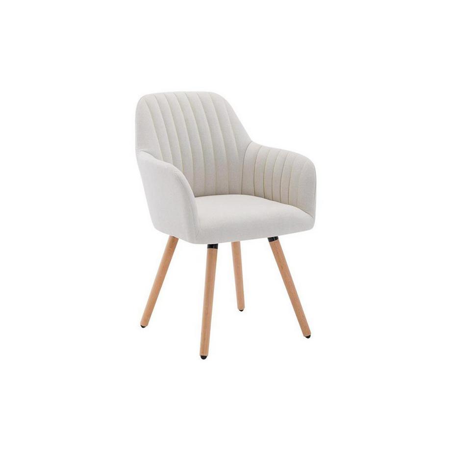 Vente-unique Chaise avec accoudoirs Tissu métal effet bois Crème ELEANA  