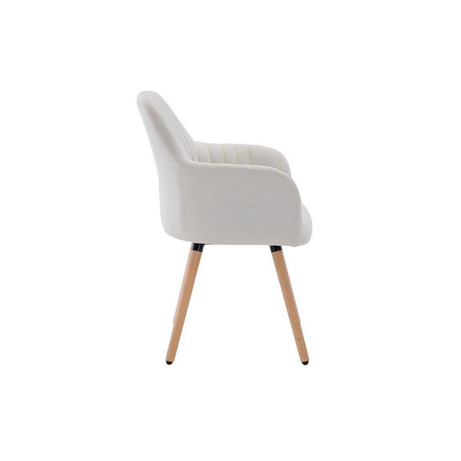 Vente-unique Chaise avec accoudoirs Tissu métal effet bois Crème ELEANA  