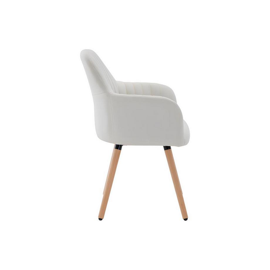 Vente-unique Chaise avec accoudoirs Tissu métal effet bois Crème ELEANA  