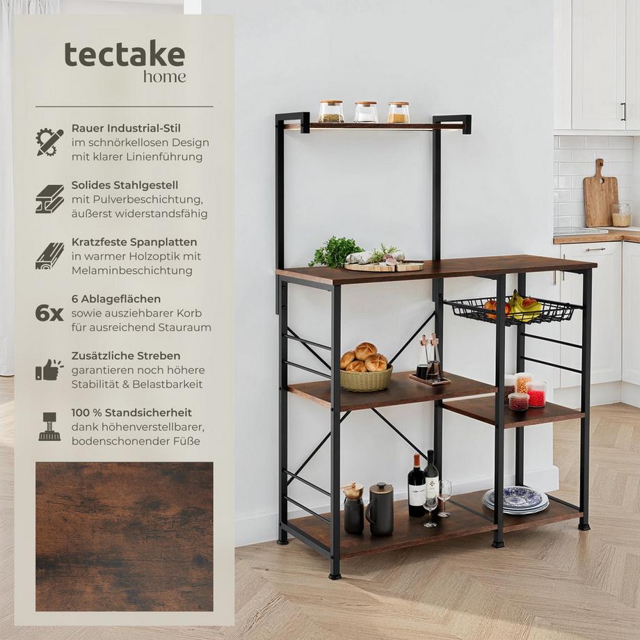 Tectake Étagère de cuisine CRAWLEY style industriel  