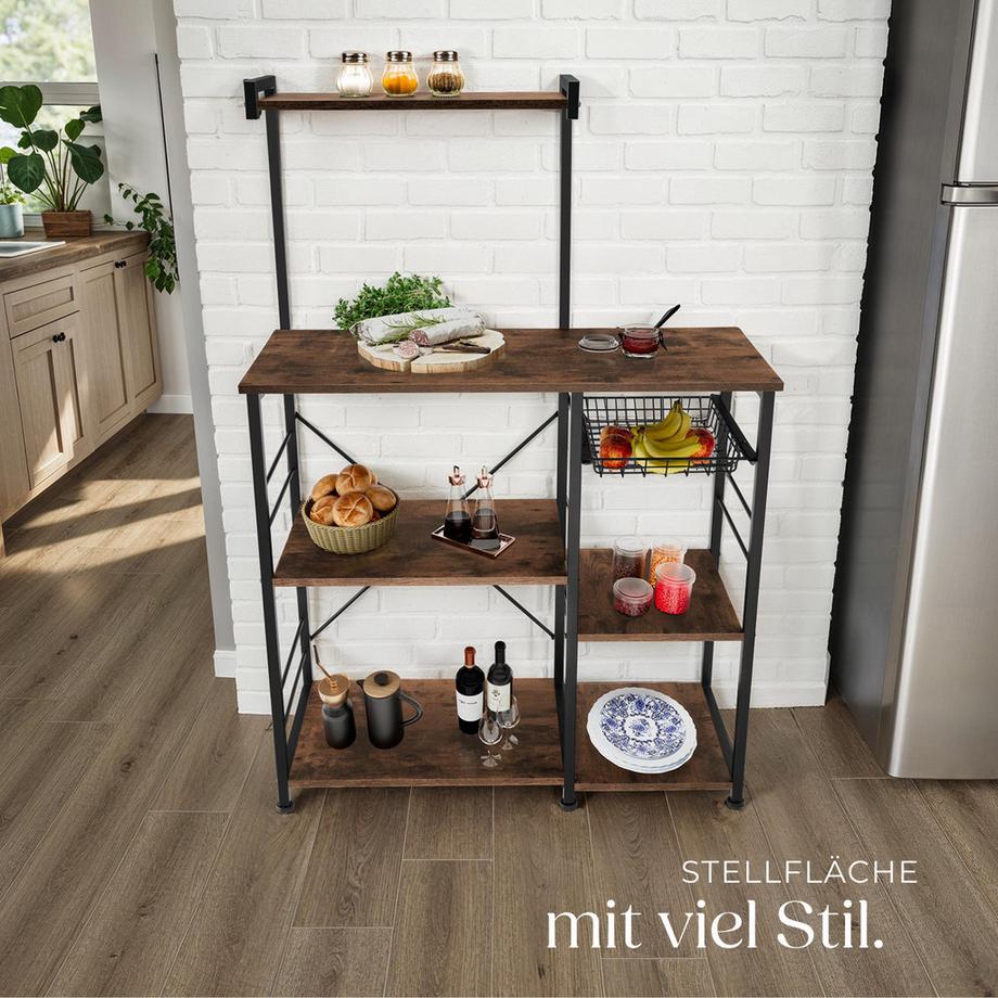 Tectake Étagère de cuisine CRAWLEY style industriel  