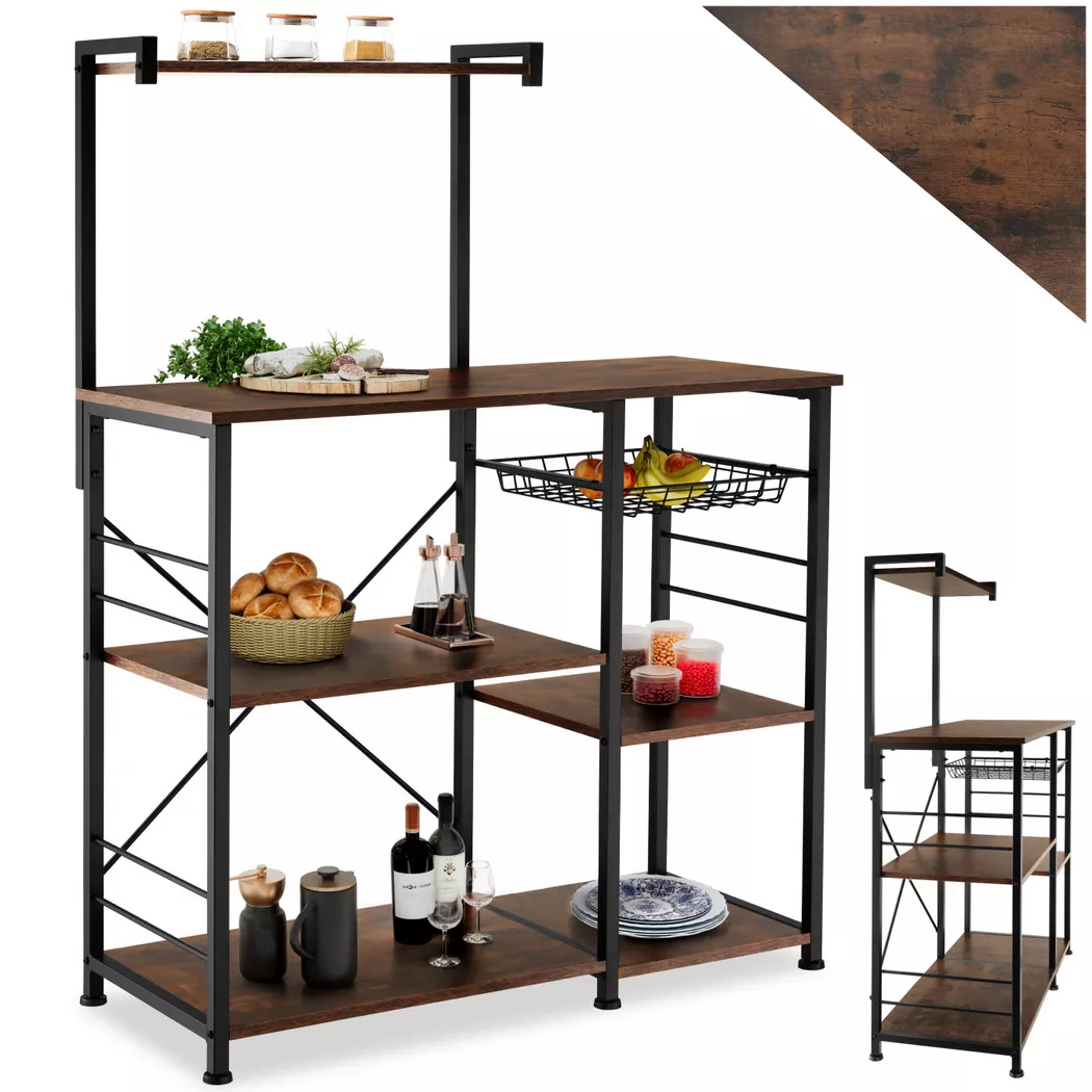 Tectake - Küchenregal Crawley Industrial Style Holz und Stahl, One Size, Braun