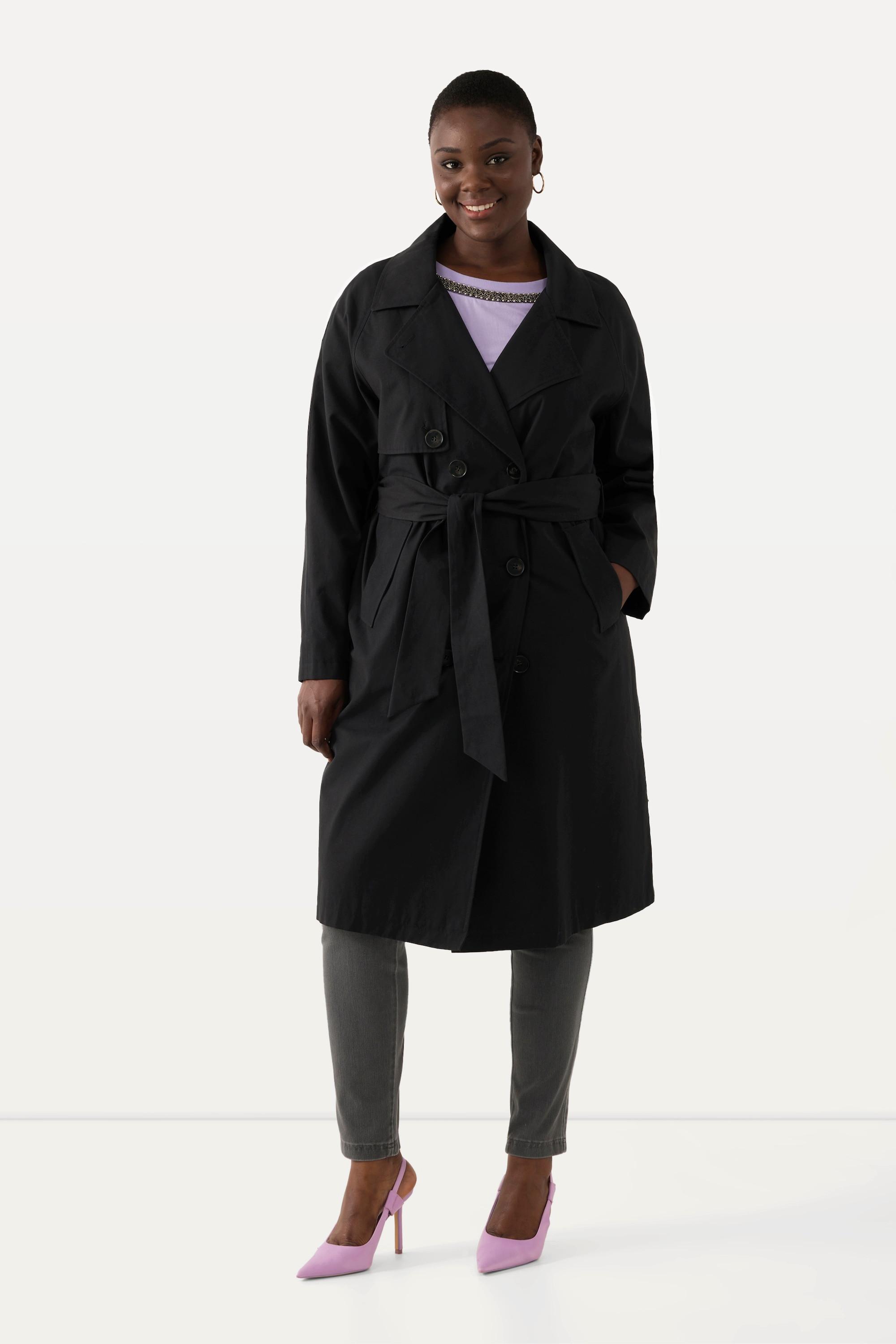 Ulla Popken  Trenchcoat, Reverskragen, Koller, Acetatfutter 