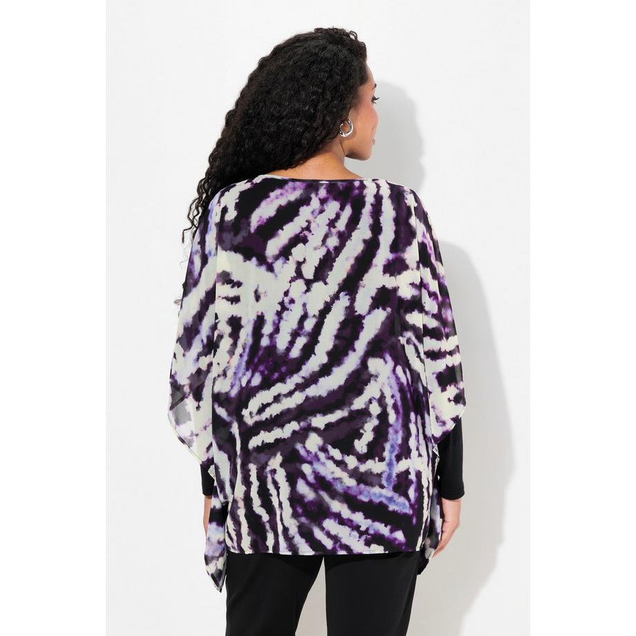 Ulla Popken Tunique Oversize Double Couche Col Rond Manches 3/4  