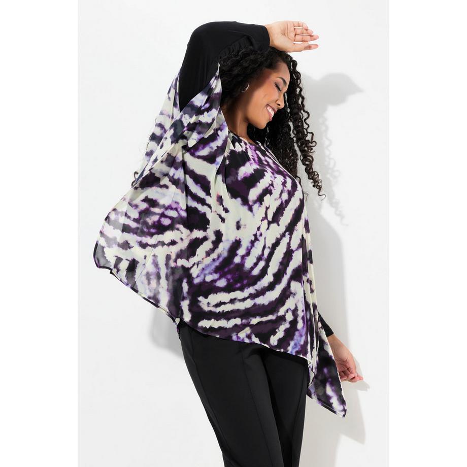 Ulla Popken Tunique Oversize Double Couche Col Rond Manches 3/4  