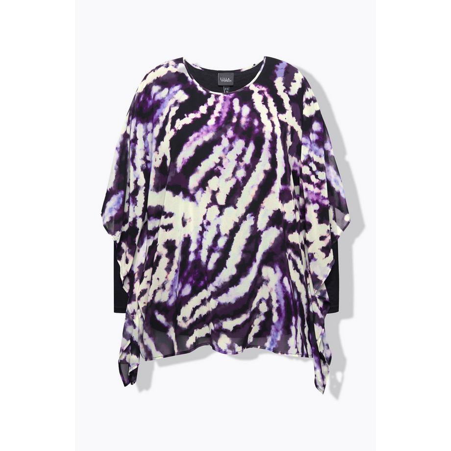 Ulla Popken Tunique Oversize Double Couche Col Rond Manches 3/4  