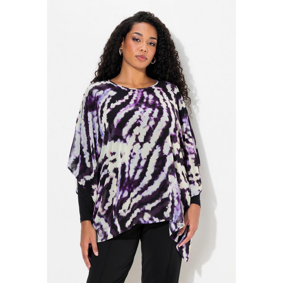 Ulla Popken Tunique Oversize Double Couche Col Rond Manches 3/4  